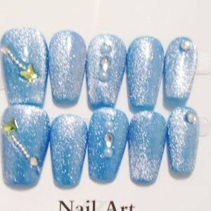 Blue Glitter Nail Art Set